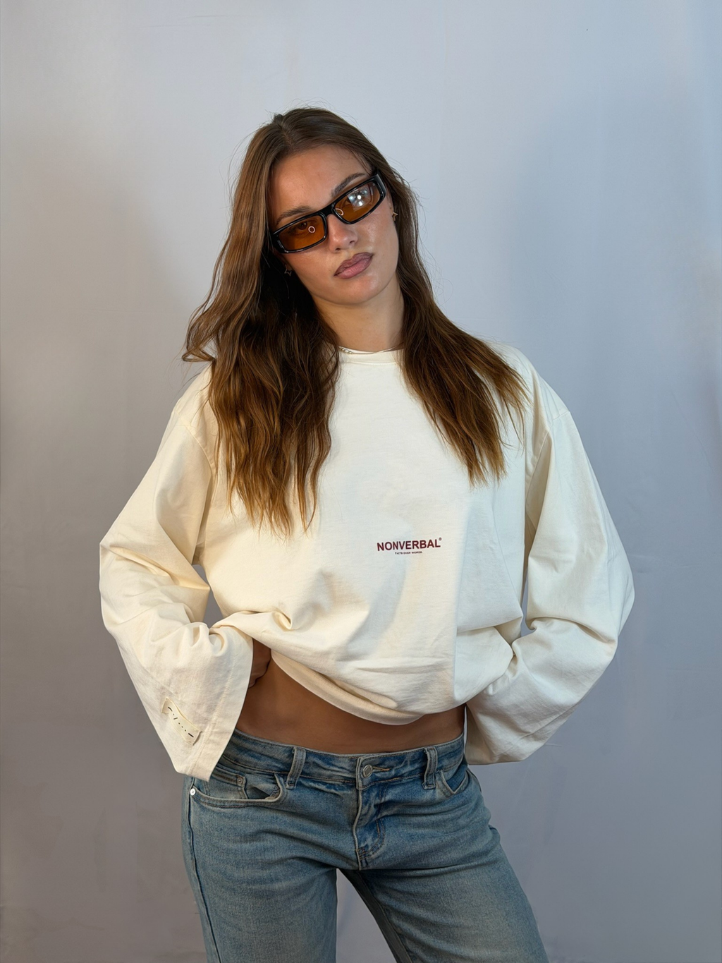 LONG SLEEVE CREAM-BURGUNDY