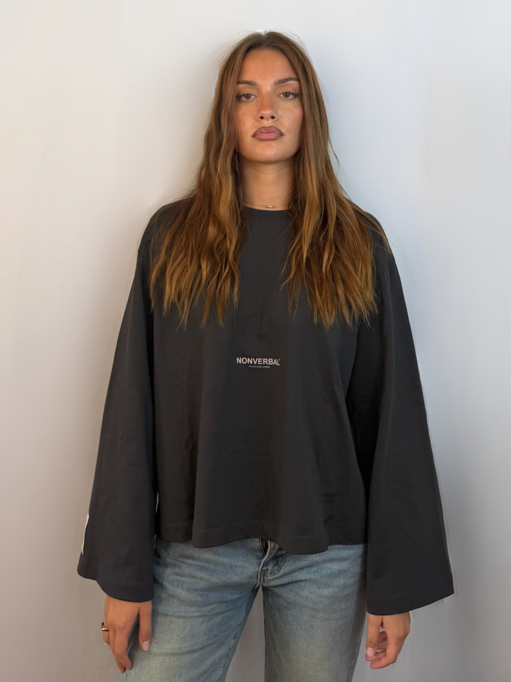 LONG SLEEVE CHARCOAL-CREAM