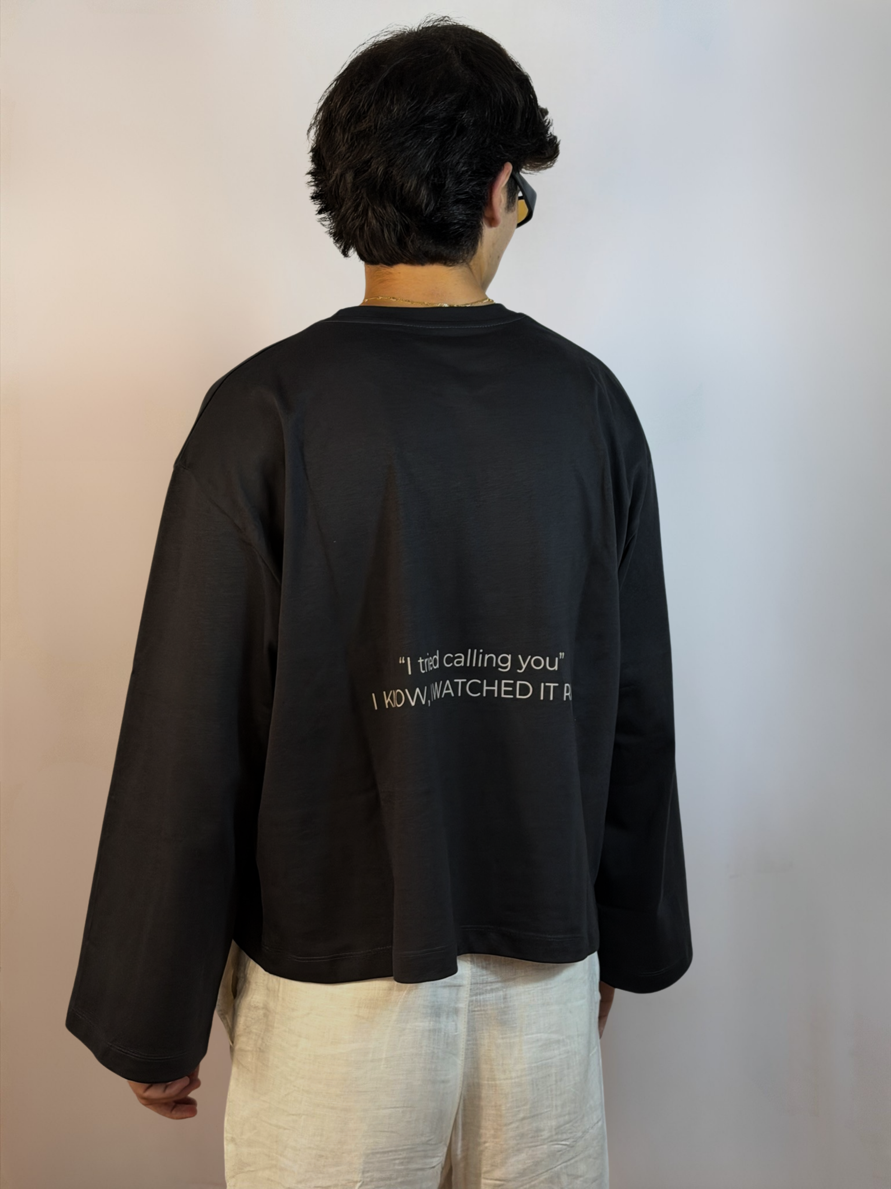 LONG SLEEVE CHARCOAL-CREAM