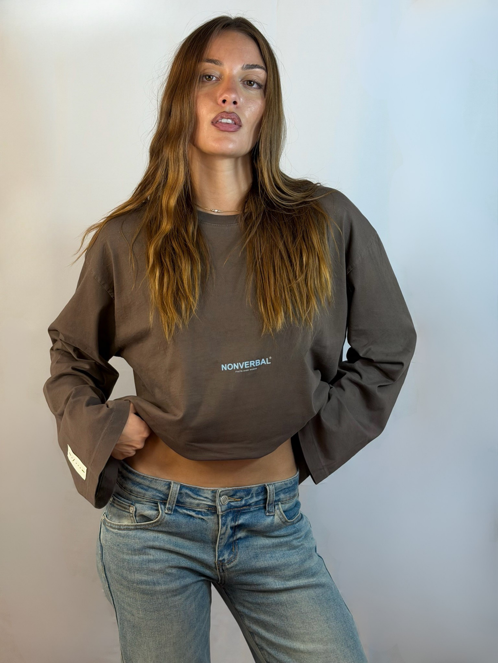 LONG SLEEVE COCOA-SKY BLUE