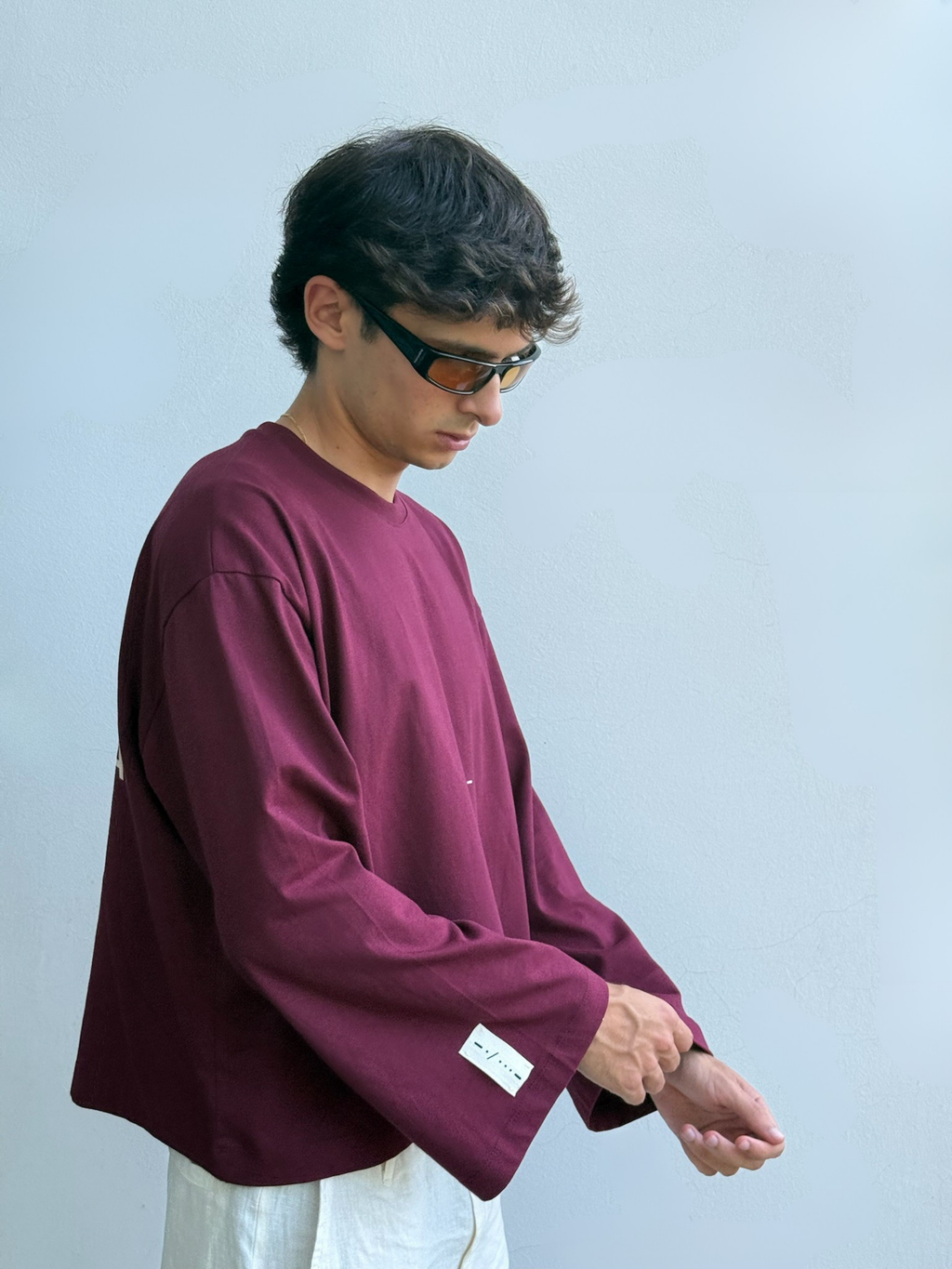 LONG SLEEVE BURGUNDY-CREAM