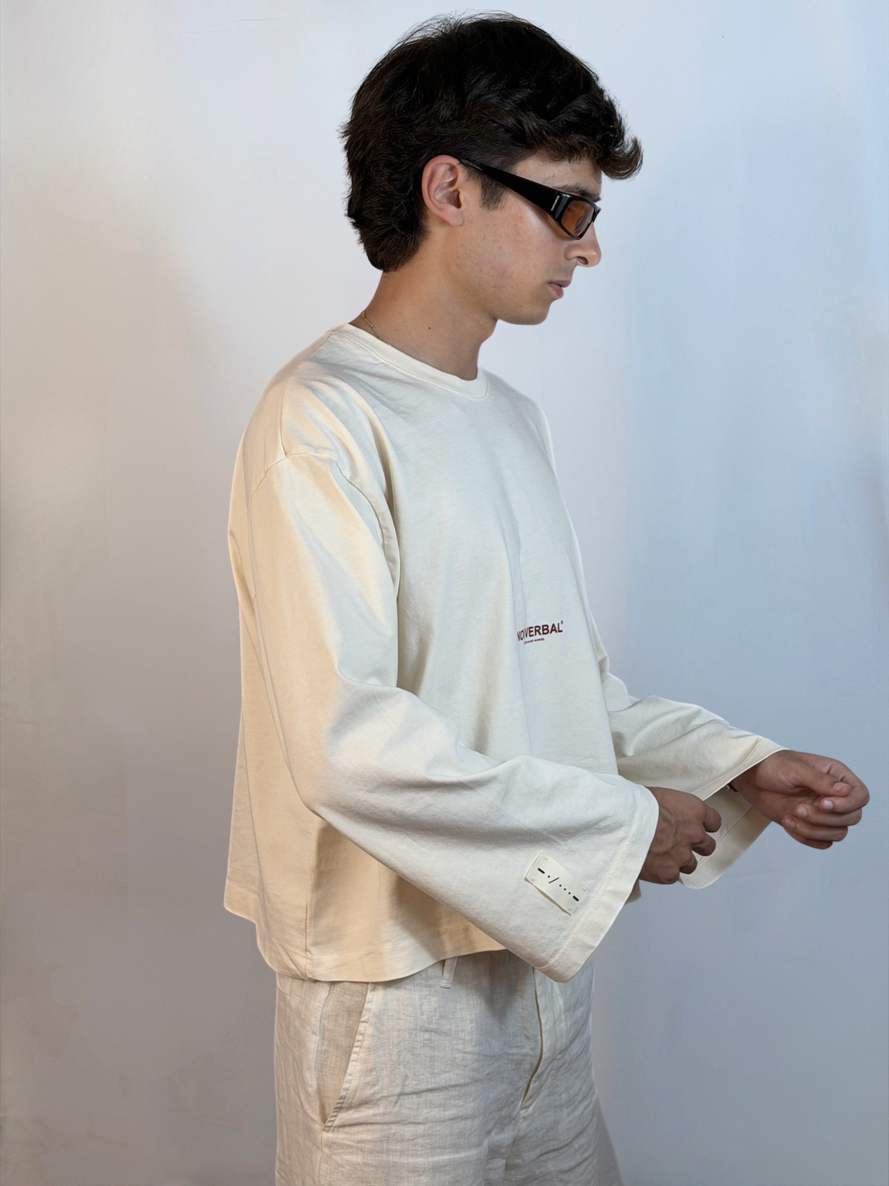 LONG SLEEVE CREAM-BURGUNDY