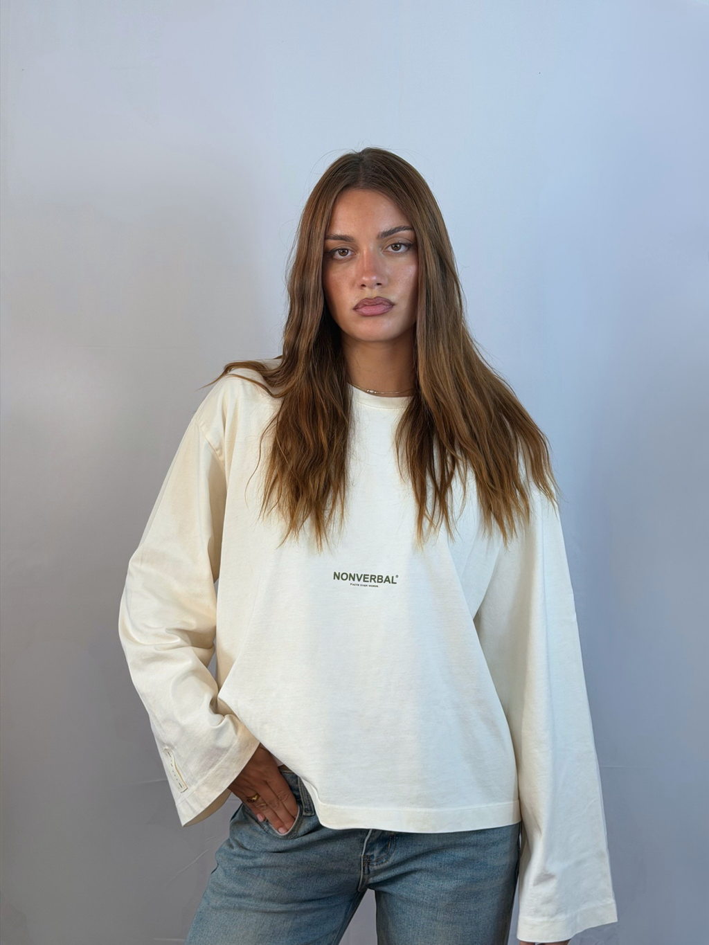 LONG SLEEVE CREAM-OLIVE