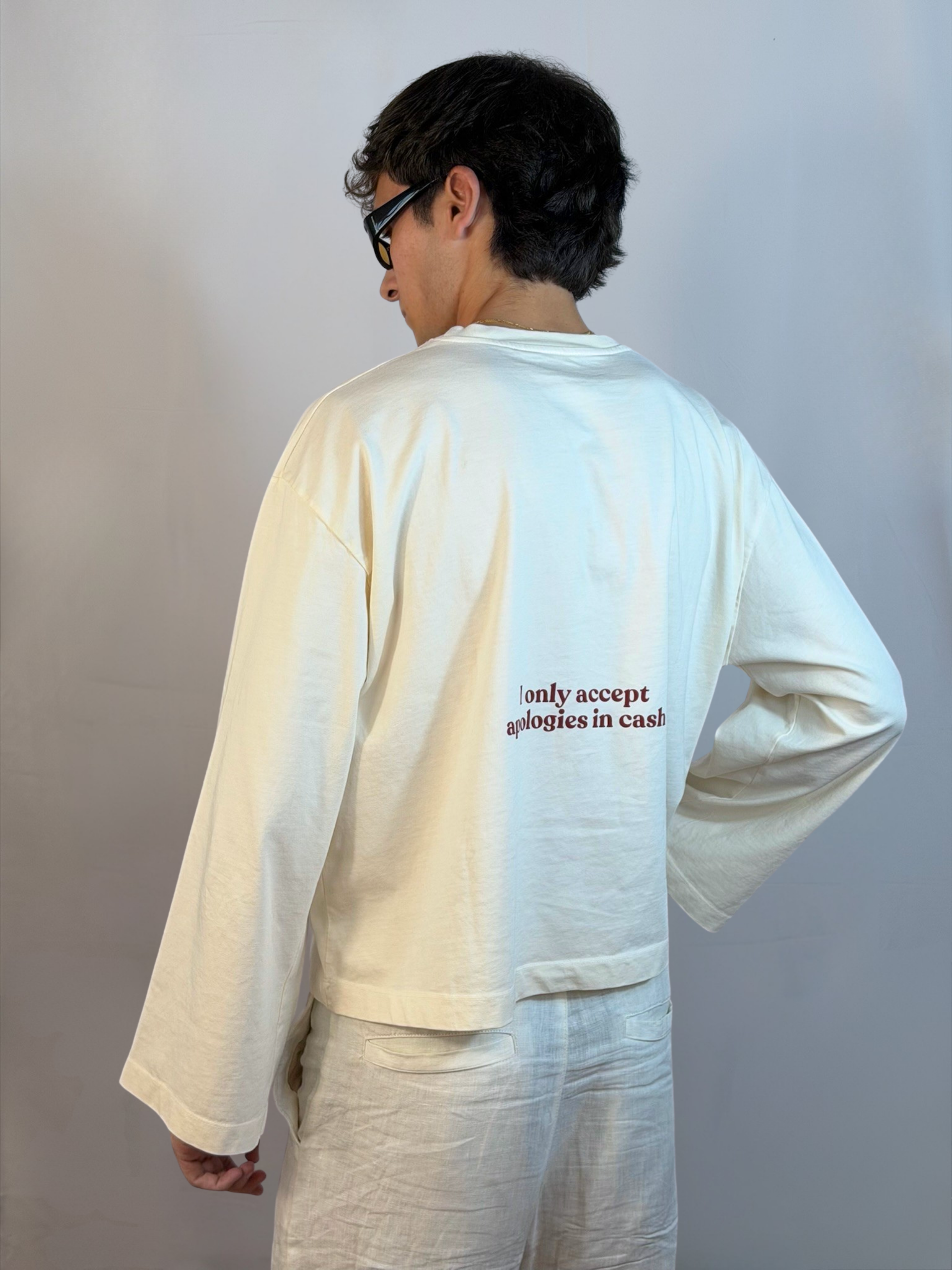 LONG SLEEVE CREAM-BURGUNDY