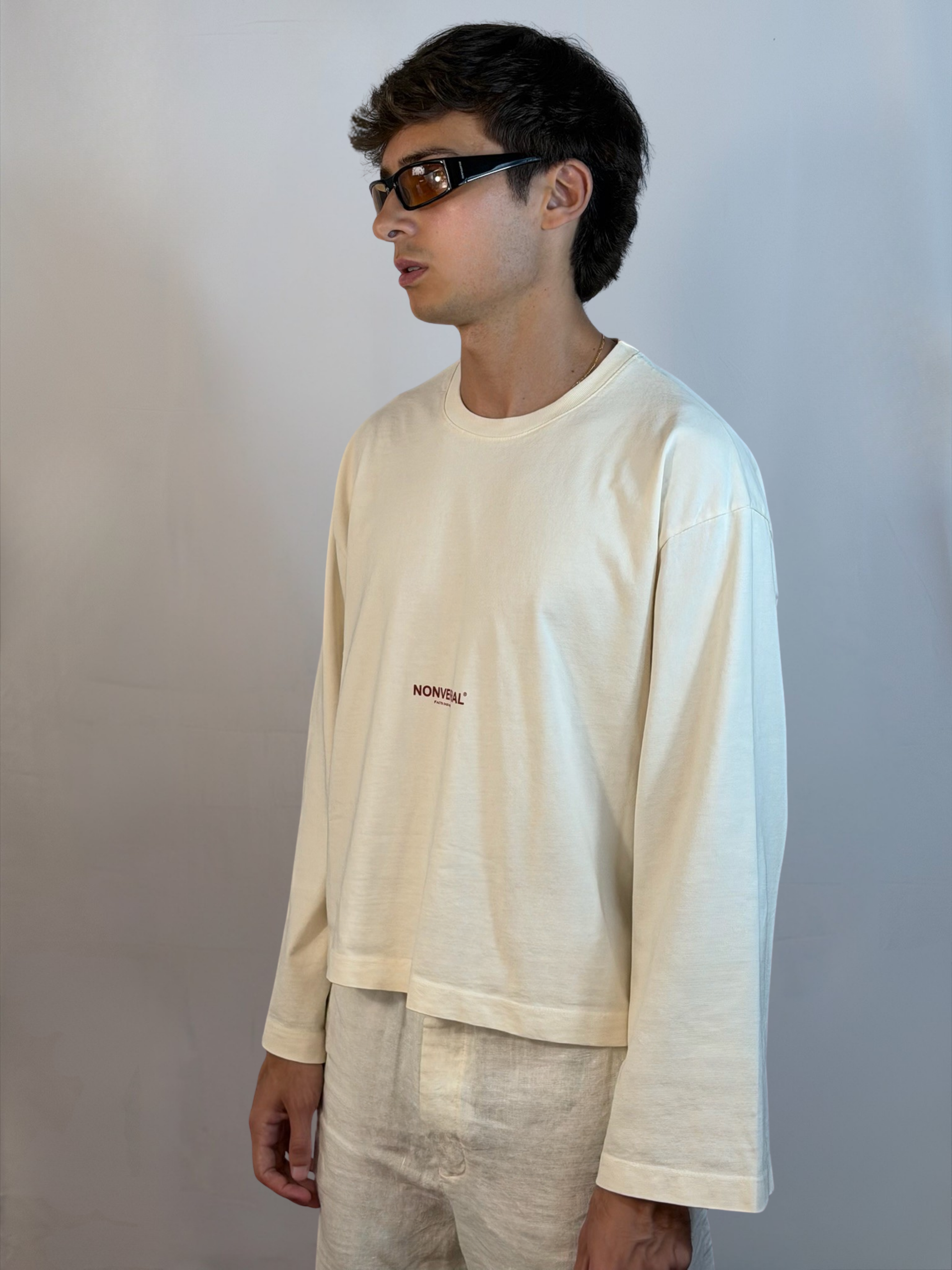 LONG SLEEVE CREAM-BURGUNDY