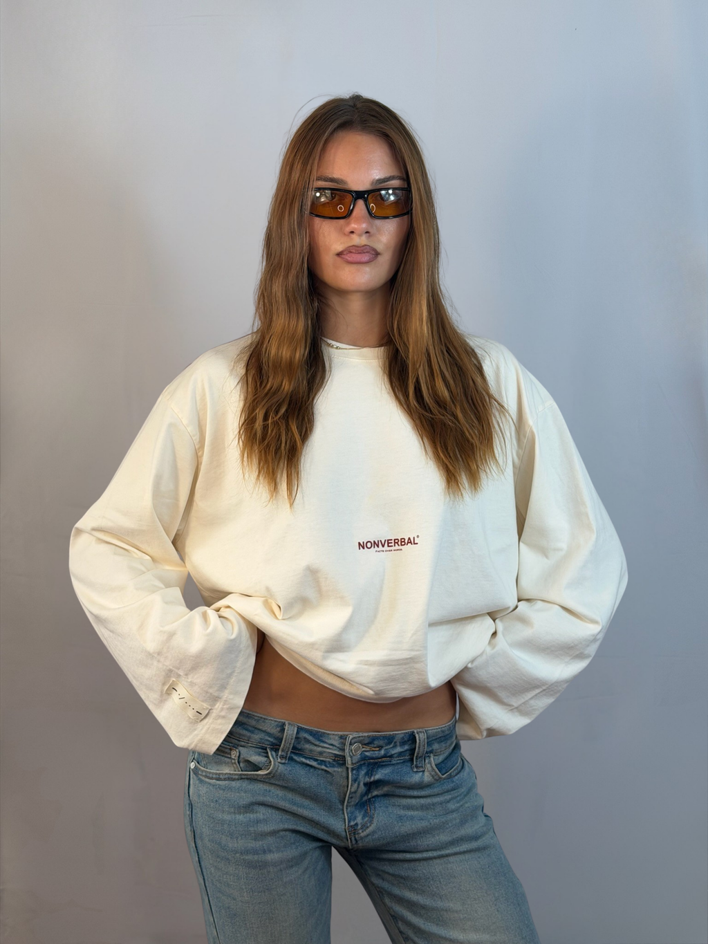 LONG SLEEVE CREAM-BURGUNDY