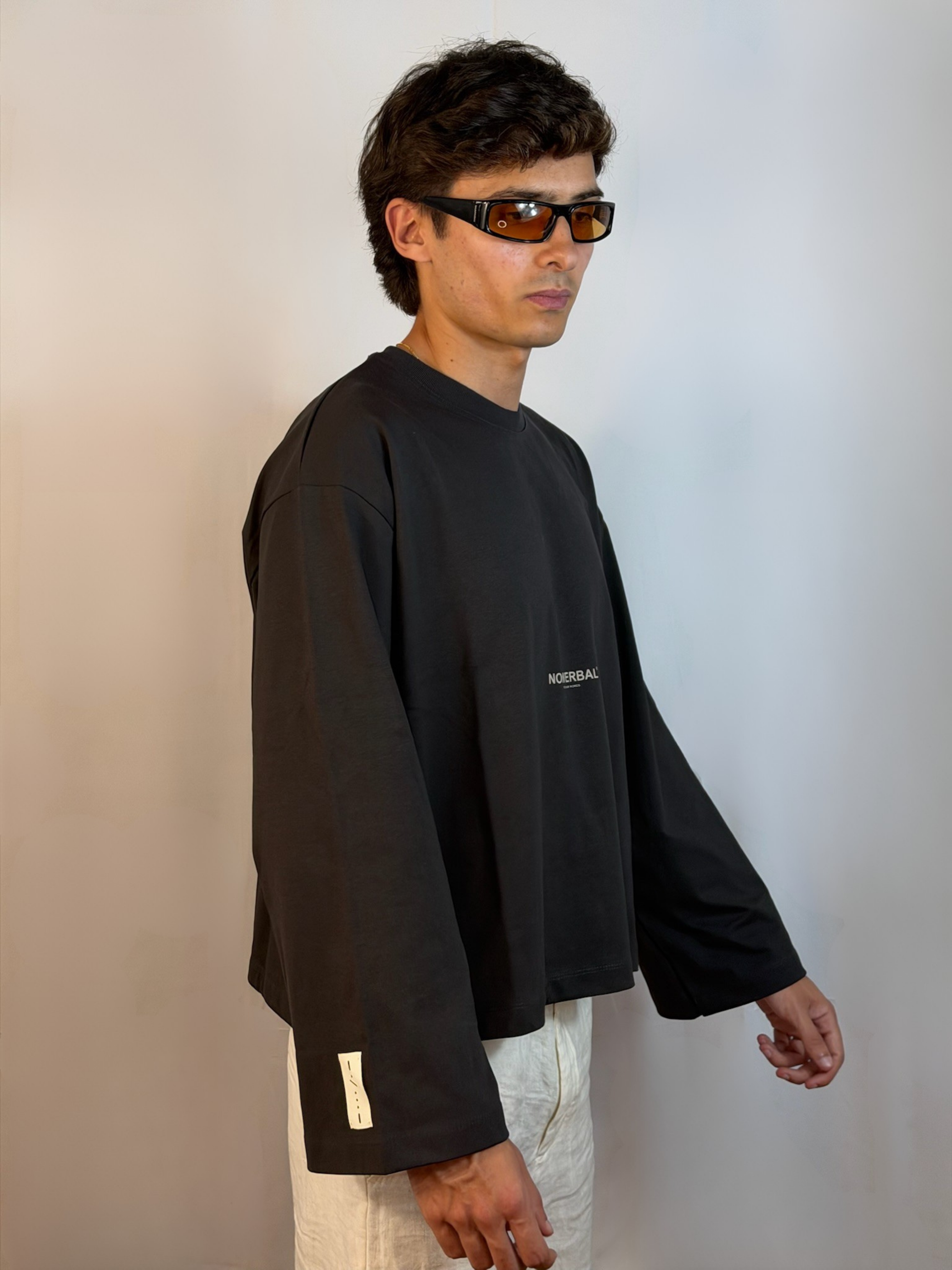 LONG SLEEVE CHARCOAL-CREAM
