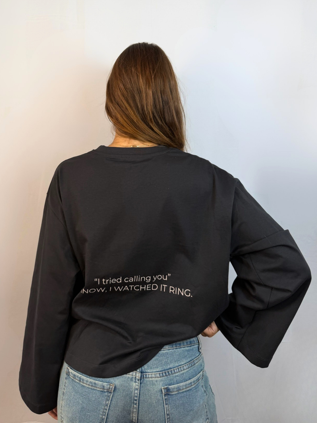 LONG SLEEVE CHARCOAL-CREAM