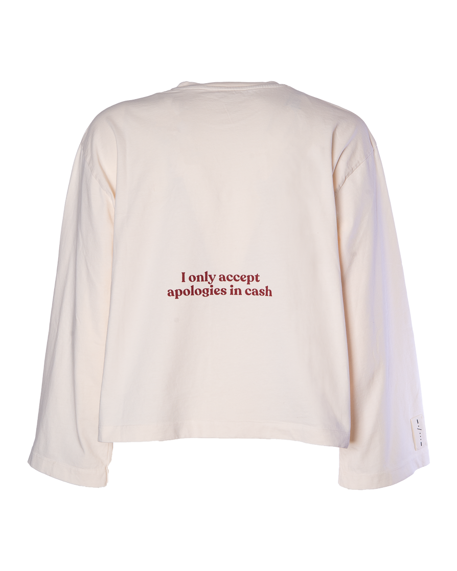 LONG SLEEVE CREAM-BURGUNDY